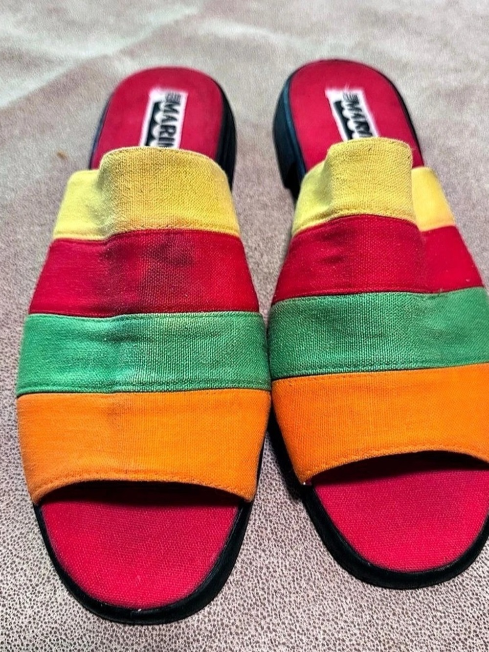 Vintage Club Marina Rainbow Stripe Slide Sandals